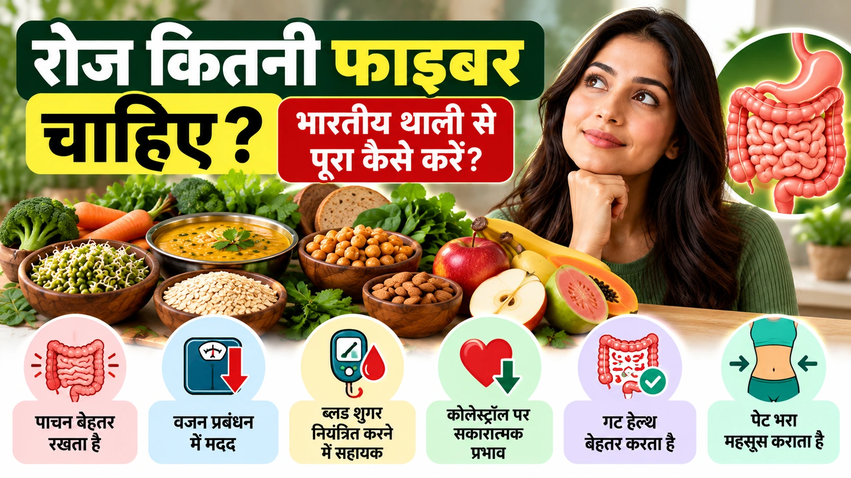 भारतीय थाली में रोज कितना फाइबर चाहिए? आसान तरीका और मेन्यू