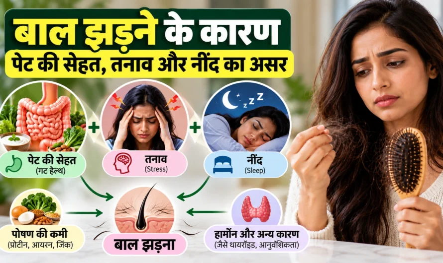 बाल झड़ना सिर्फ सिर की समस्या नहीं — पेट, तनाव और नींद का रिश्ता